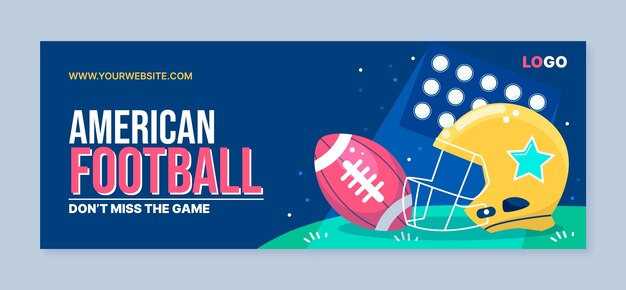 Copertina facebook di football americano design piatto
