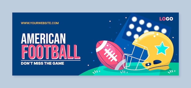 Copertina facebook di football americano design piatto