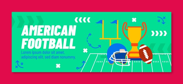 Copertina facebook di football americano design piatto