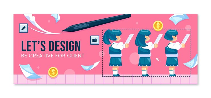 Vettore gratuito copertina facebook di graphic designer disegnata a mano