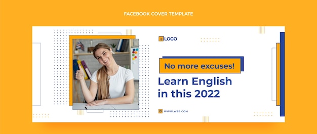 Copertina facebook di lezioni di inglese design piatto