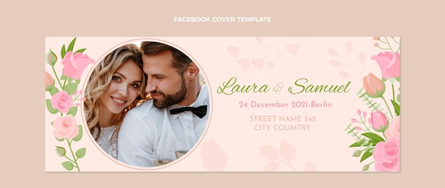 Copertina facebook di matrimonio disegnata a mano