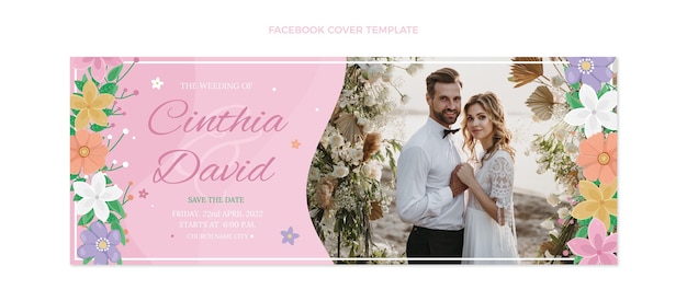 Copertina facebook di matrimonio disegnata a mano