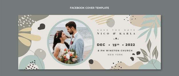 Copertina facebook di matrimonio disegnata a mano