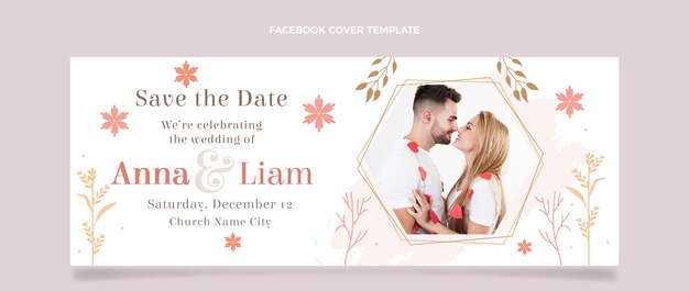 Copertina facebook di matrimonio floreale disegnata a mano