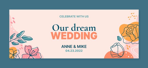 Copertina facebook di matrimonio floreale minimale