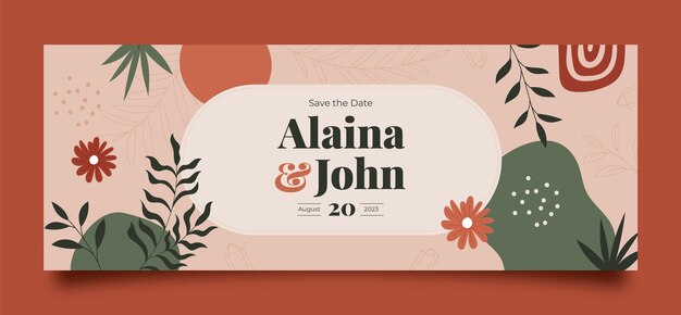 Copertina facebook di nozze boho disegnata a mano