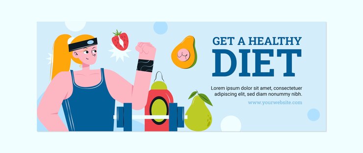 Vettore gratuito copertina facebook di nutrizione fitness disegnata a mano