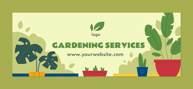 Copertina facebook di servizi di giardinaggio disegnati a mano