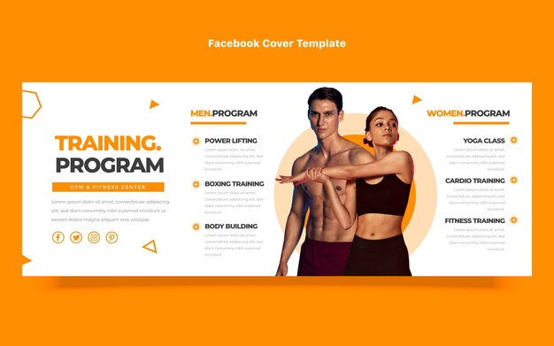 Copertina facebook fitness design piatto