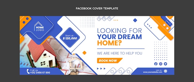 Copertina facebook immobiliare geometrica design piatto