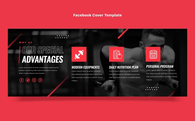 Copertina facebook offerta fitness design piatto