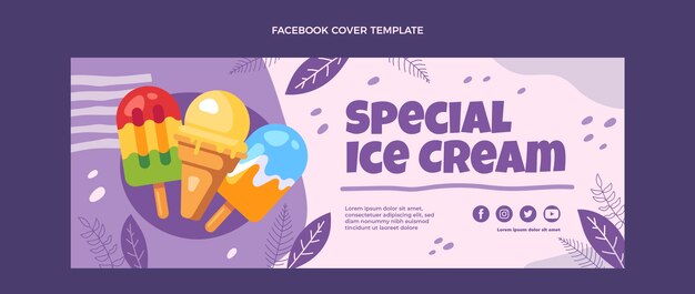 Copertina facebook per gelato speciale design piatto