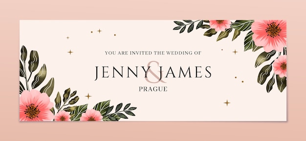 Copertina facebook per la celebrazione del matrimonio ad acquerello