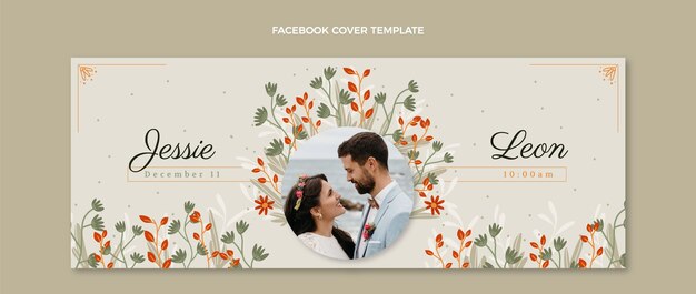 Copertina facebook per matrimonio floreale disegnata a mano