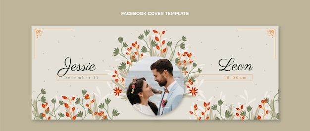 Copertina facebook per matrimonio floreale disegnata a mano