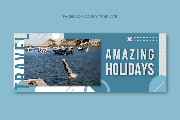 Copertina facebook per vacanze fantastiche dal design piatto