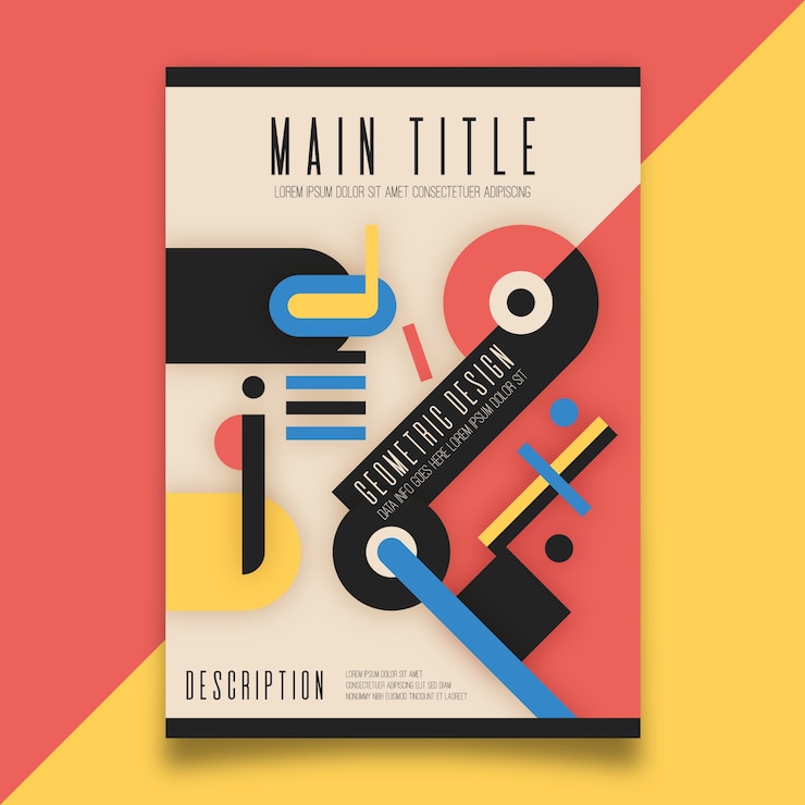 Vettore gratuito copertina grafica in stile bauhaus