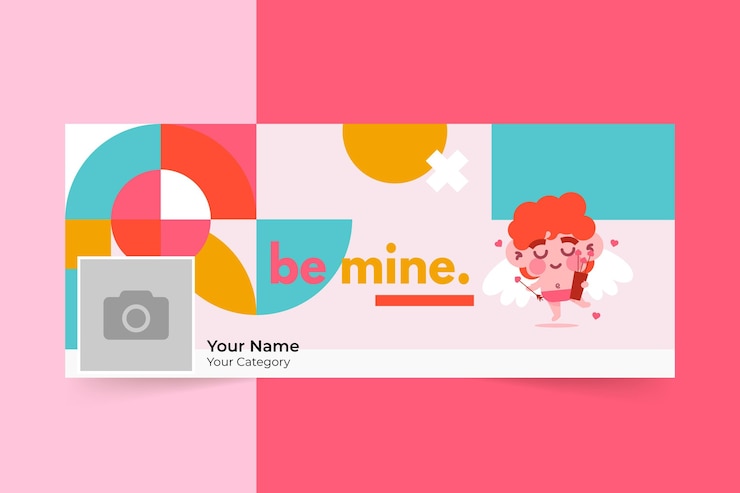 Vettore gratuito copertura dei social media geometrica infantile di san valentino