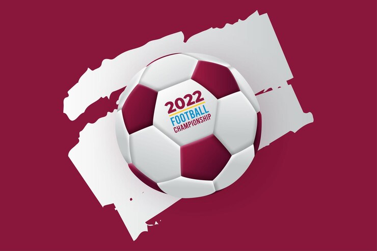 Coppa del mondo di calcio 2022 con pallone da calcio 3d realistico