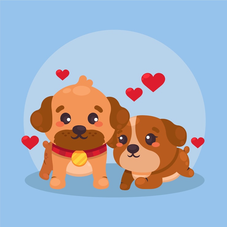Vettore gratuito coppia di animali di san valentino carino