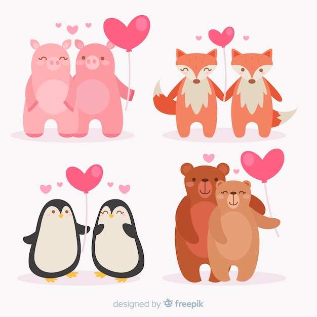 Coppia di animali di San Valentino con palloncino pack