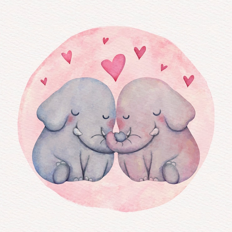 Vettore gratuito coppia di animali di san valentino dell'acquerello