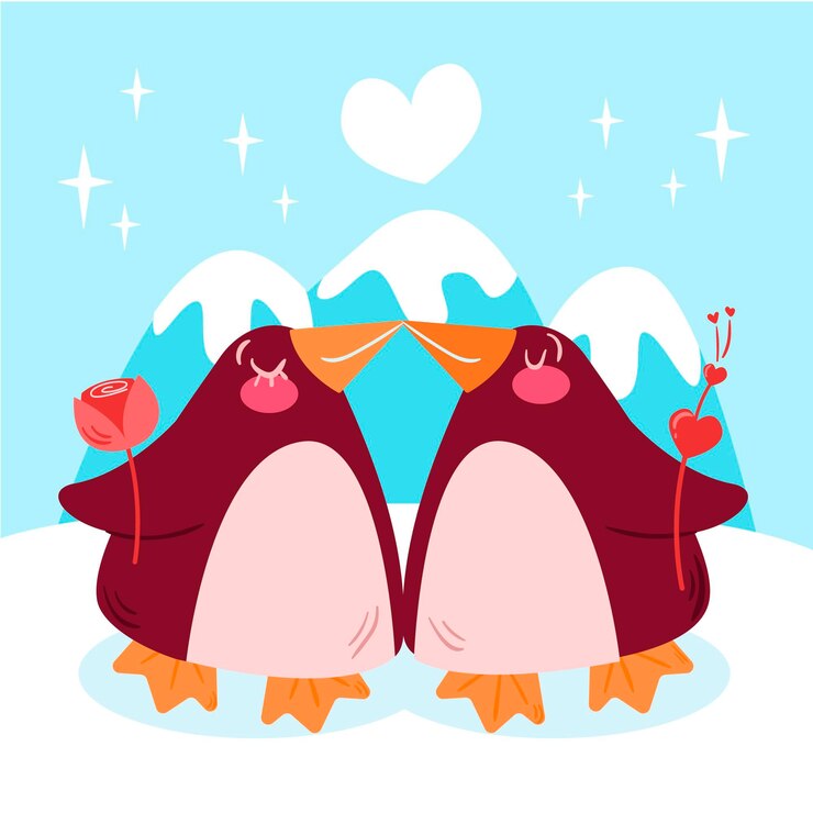 Vettore gratuito coppia di animali di san valentino disegnati a mano