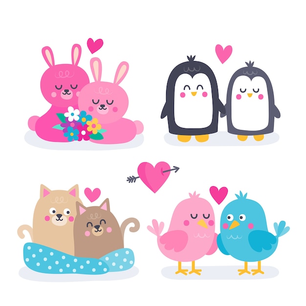 Coppia di animali San Valentino carino