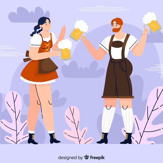 Coppie del fumetto che celebrano più oktoberfest