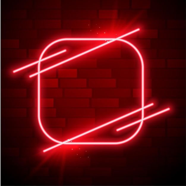 Cornice al neon rossa quadrata arrotondata con spazio di testo