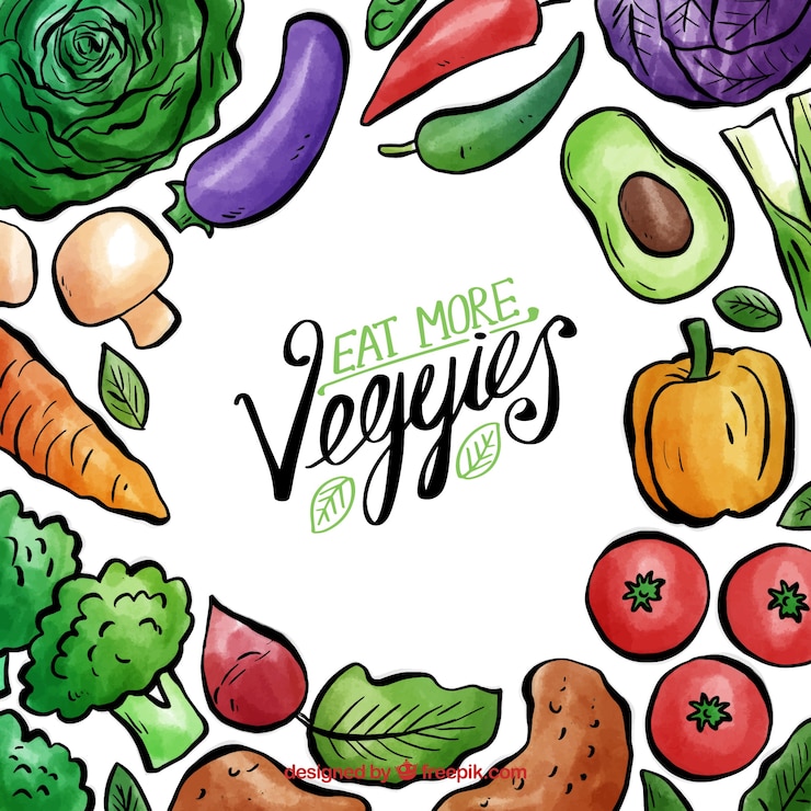 Vettore gratuito cornice dell&#39;acquerello cibo vegano