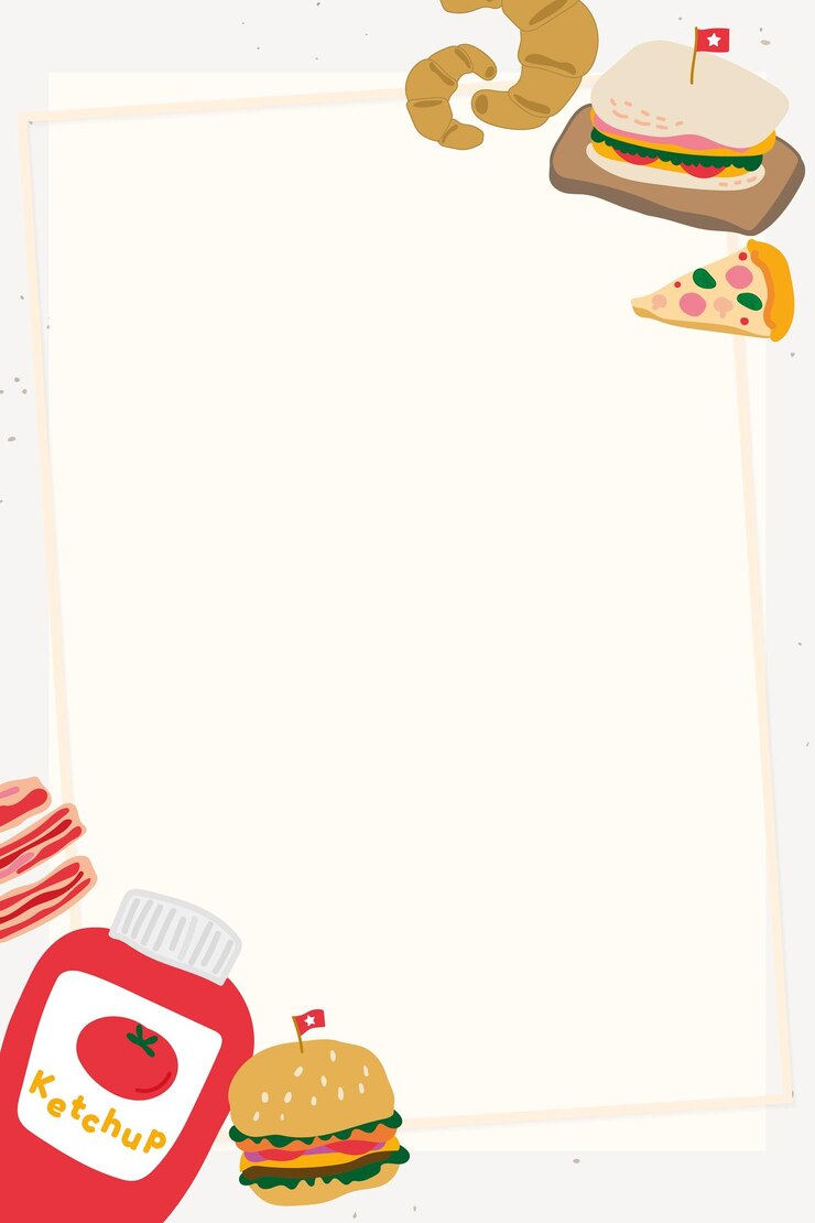 Vettore gratuito cornice di doodle di cibo su uno sfondo beige vettore