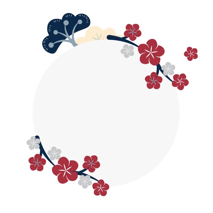 Vettore gratuito cornice di fiori giapponesi