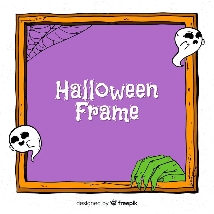 Vettore gratuito cornice di halloween disegnata a mano raccapricciante