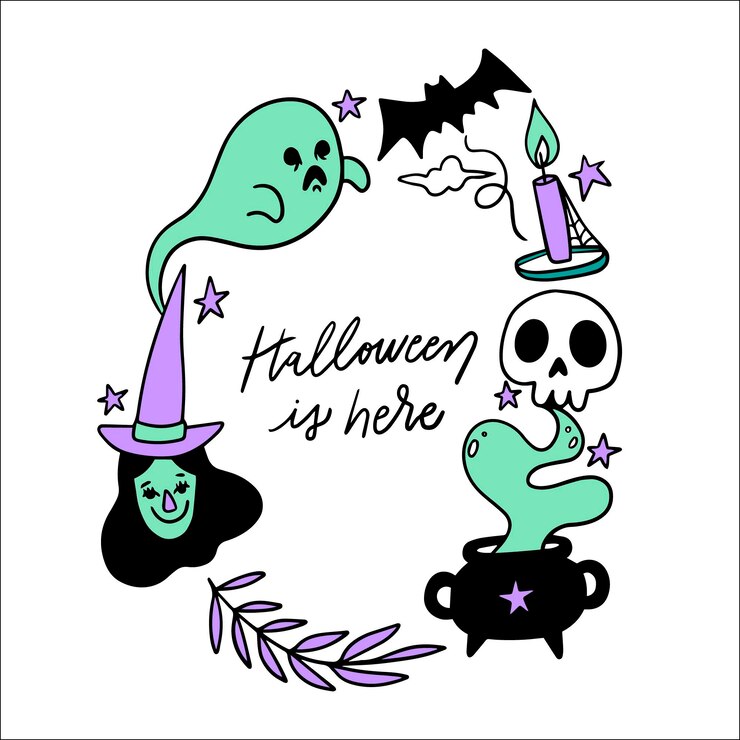 Vettore gratuito cornice di halloween disegnata a mano