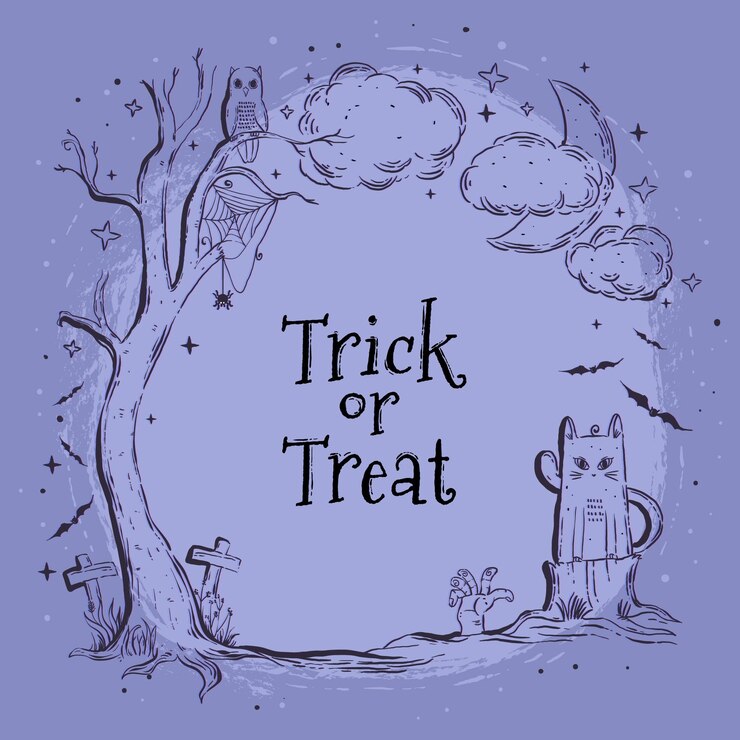 Vettore gratuito cornice di halloween disegnata a mano
