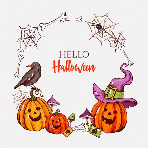 Cornice di halloween disegnata a mano