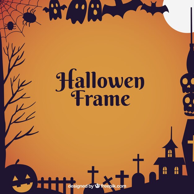 Cornice di halloween piatto con stile moderno