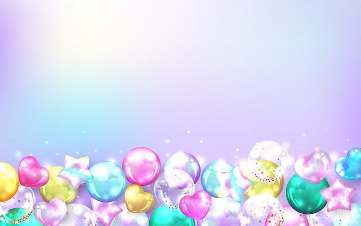 Vettore gratuito cornice di palloncini colorati su sfondo pastello per la carta di compleanno e celebrazione.