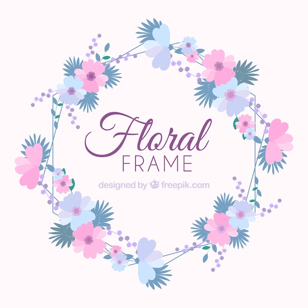 Cornice floreale colorata con design piatto