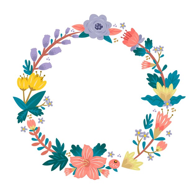 Cornice floreale di primavera disegnata a mano