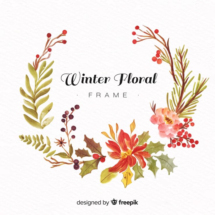 Vettore gratuito cornice floreale invernale