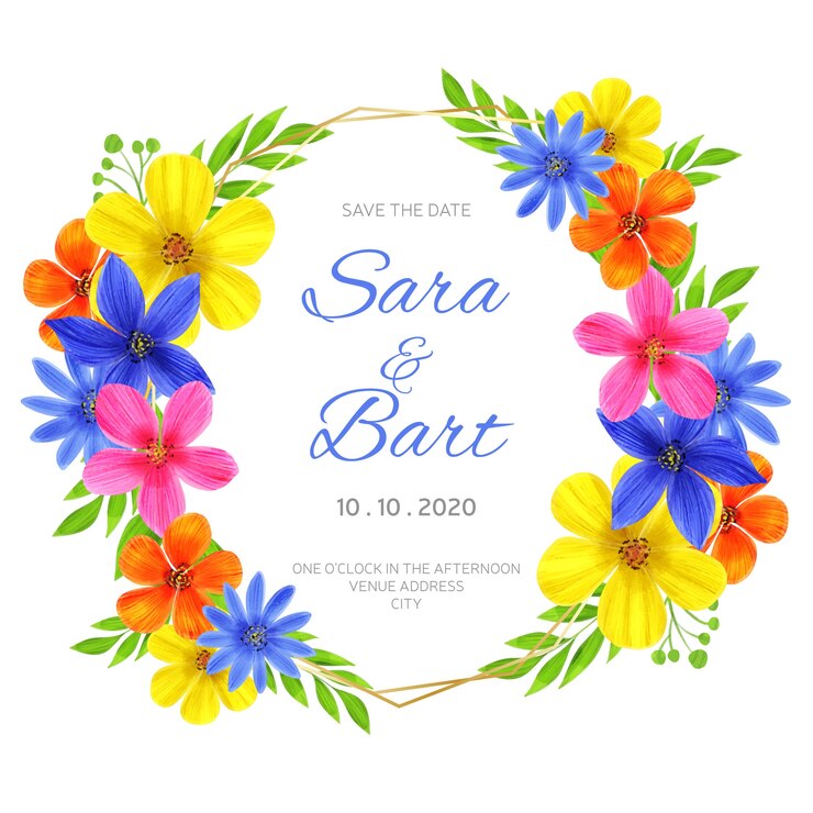 Vettore gratuito cornice floreale per matrimoni