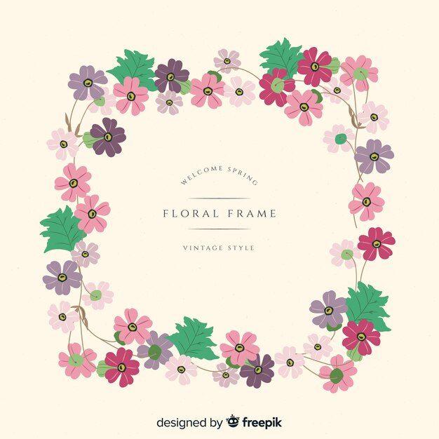 Cornice floreale vintage primavera