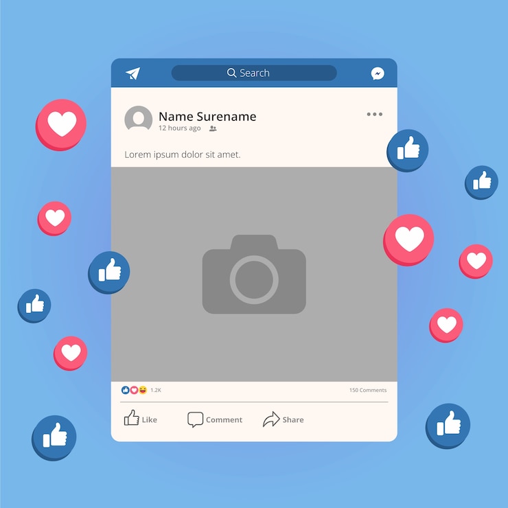 Vettore gratuito cornice post facebook sui social media