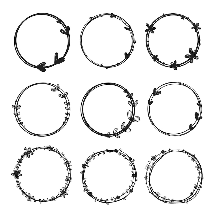 Cornice rotonda disegnata a mano per logo design e calligrafia decorativa