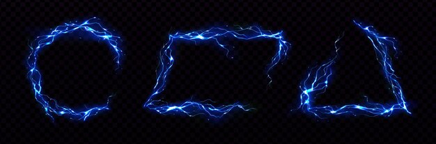 Cornici blu fatte di fulmini di neon luminosi