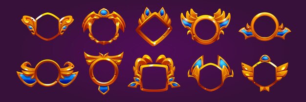 Cornici per avatar di gioco con badge premio d'oro