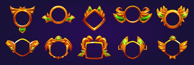 Cornici per avatar di gioco con badge premio d'oro